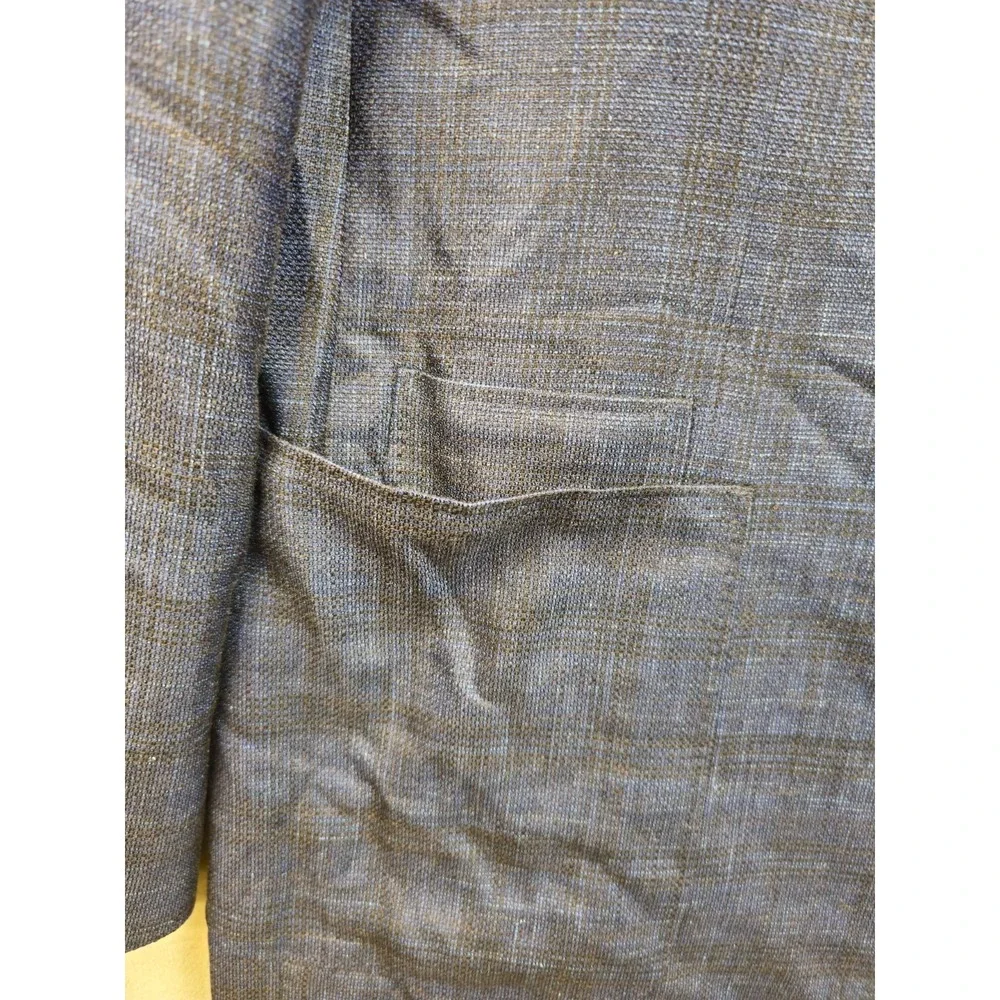 Canali Kei Blazer 56L/46L Navy Blue Plaid Wool Silk Linen Jacket Sport Coat